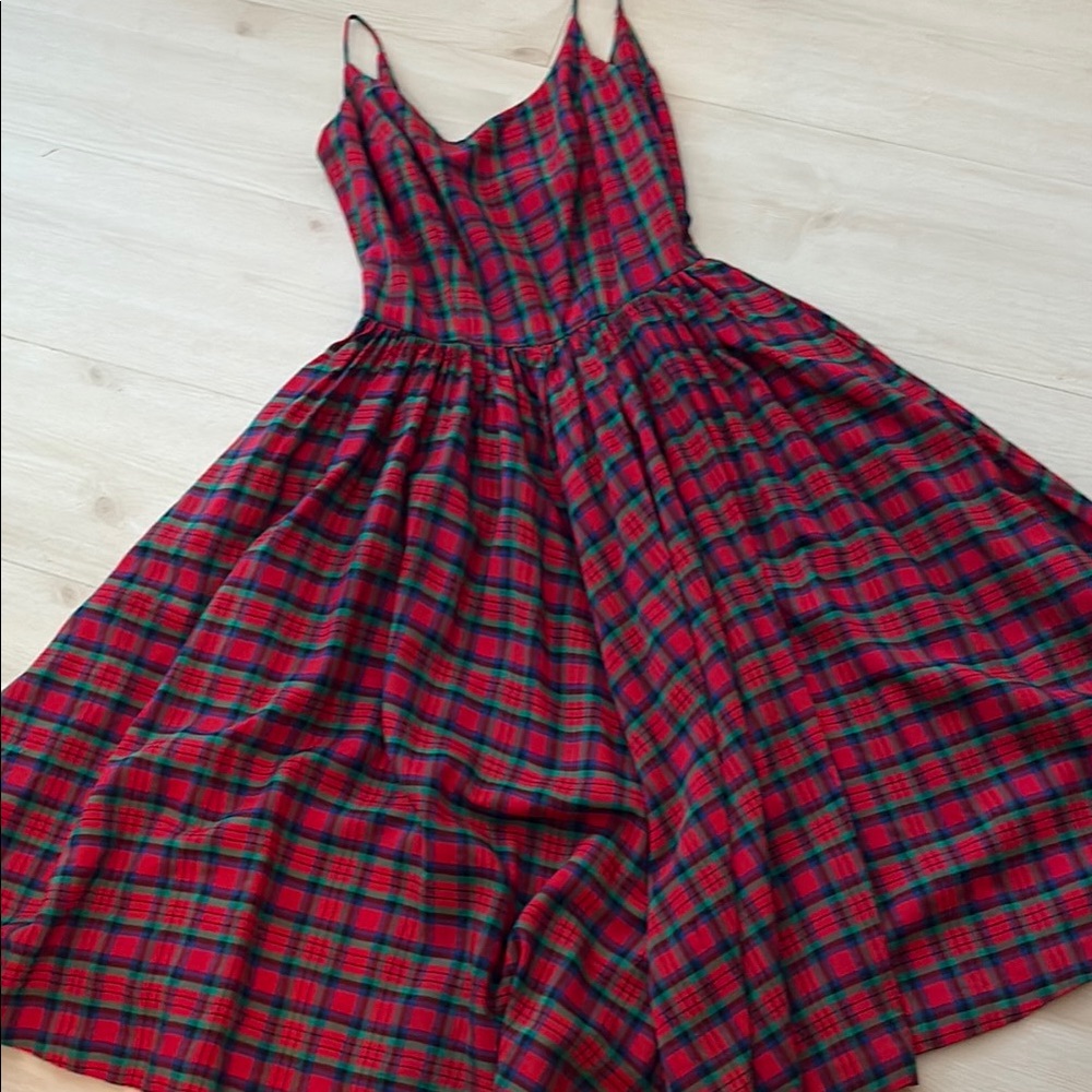 Plaid Midi Dress in Red and Green